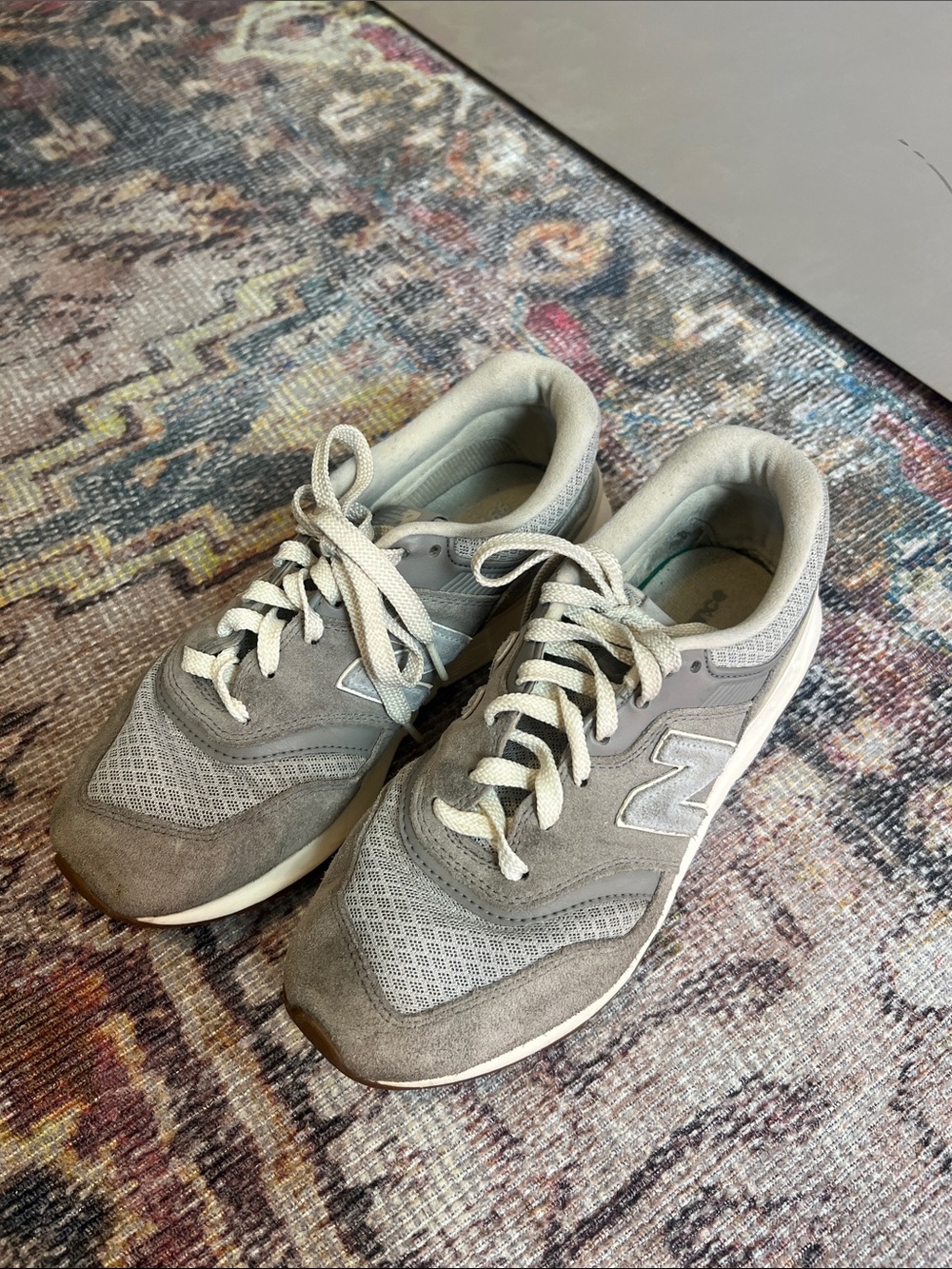 New Balance 997 Gray and White Athletic Sneakers